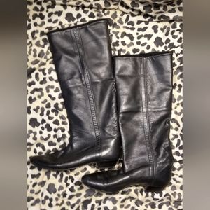 ANDREA PFISTER I. MAGNIN KNEE HIGH BLACK LEATHER DESIGNER BOOTS, Sz 8.5